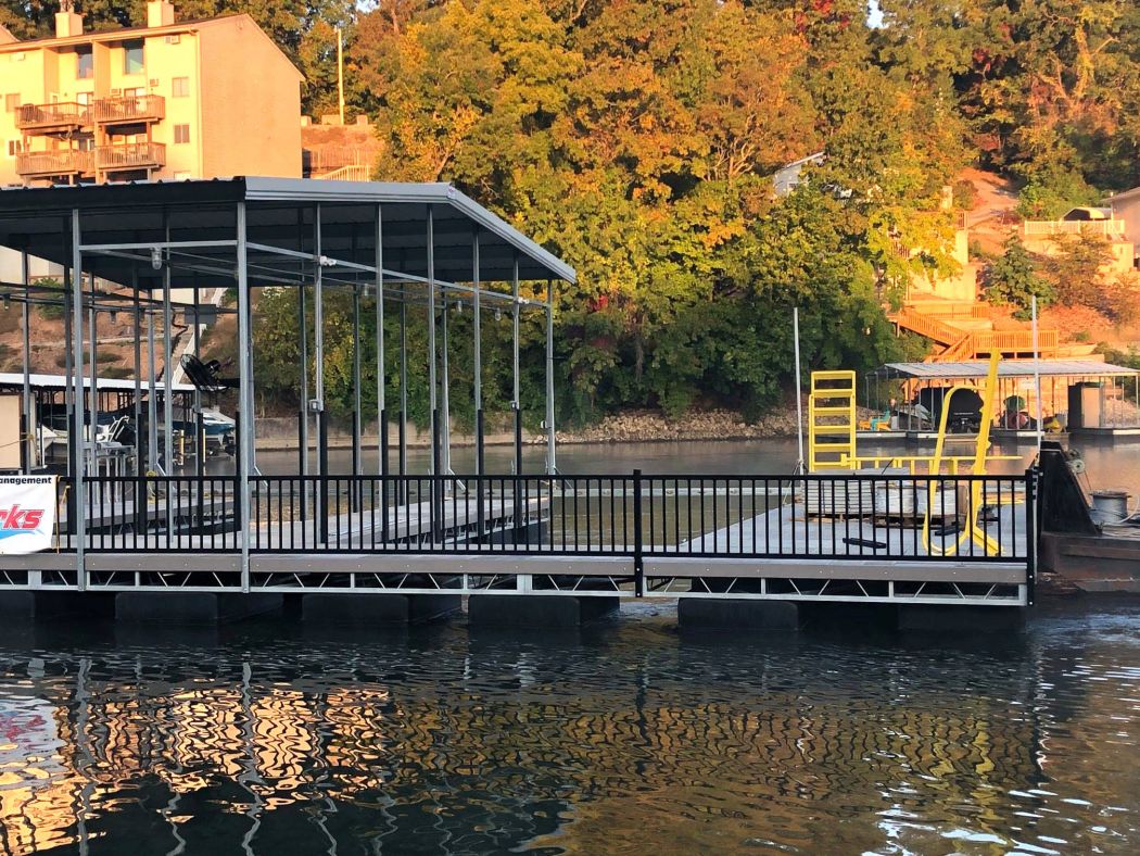 Custom Sailboat Dock with Black Handrail