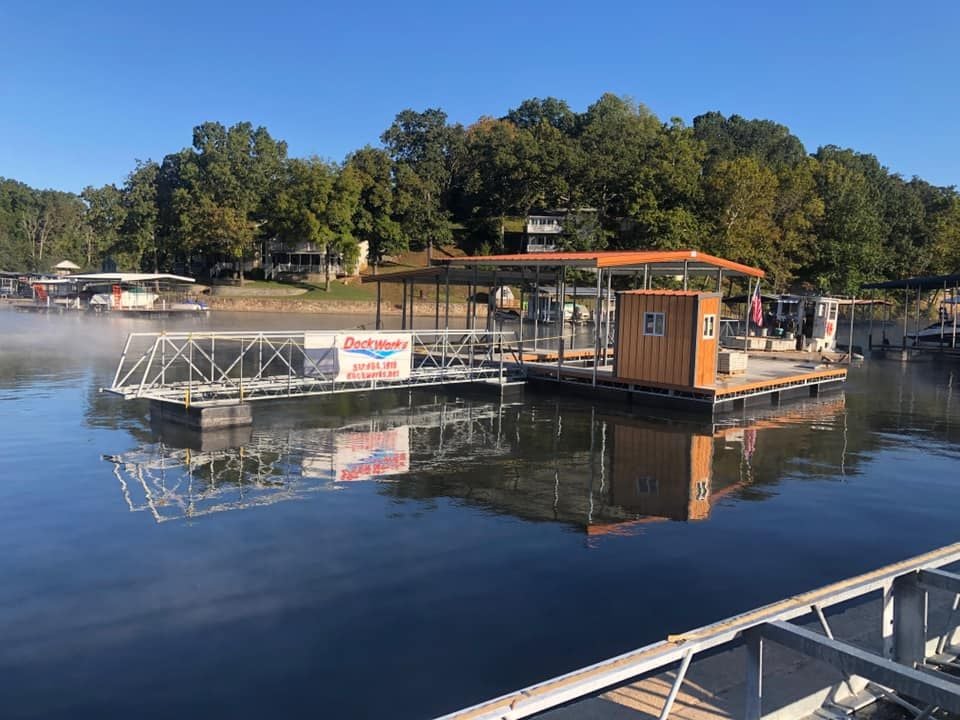 2 Slip Boat Dock with Custom Copper Shed