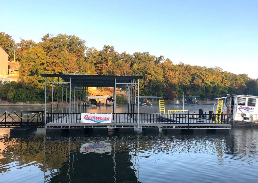 Custom Sailboat Dock with Black Handrail