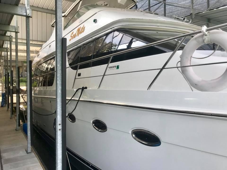 2003 57’ Carver Diesel Powered By Volvo Received A Surpass 5 Year SiO2 Ceramic Coating.