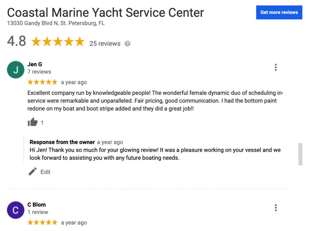 Customer Google Reviews