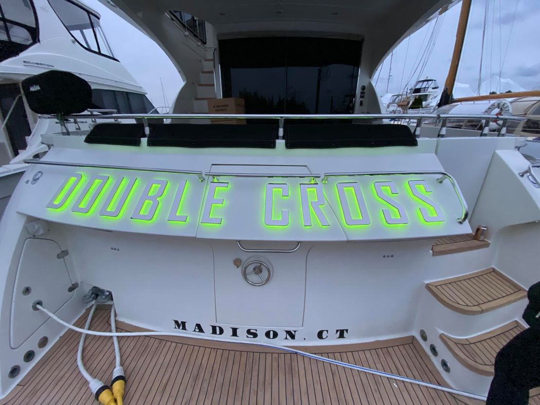 Custom Backlit Yacht Name On Marquis Yacht
