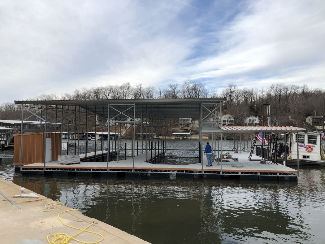 Large Copper Dock with PWC and Boat Slips