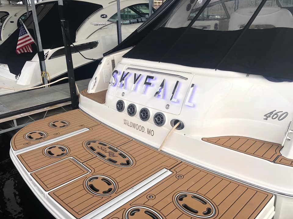 Backlit Boat Name Lake of the Ozarks