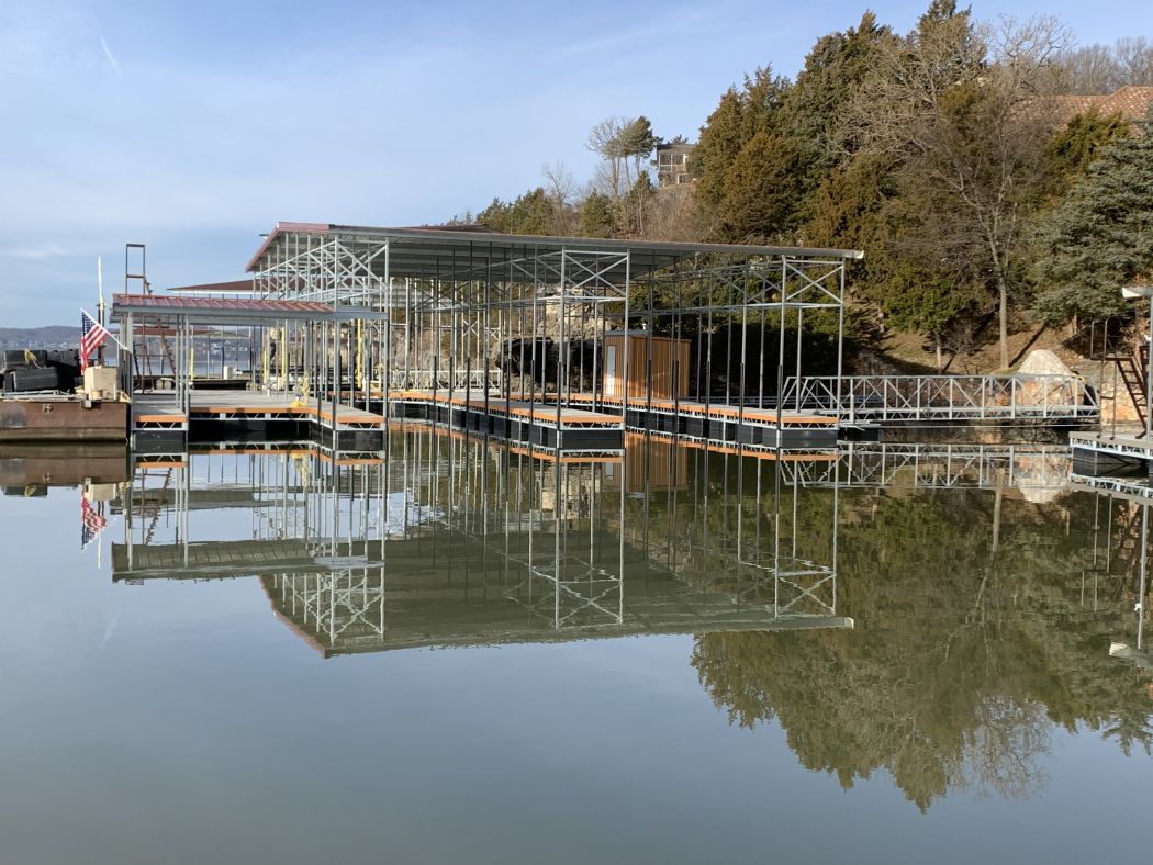 Large Copper Dock with PWC and Boat Slips